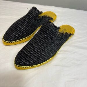 Solana Uluwatu black 100% recycled cotton rafia mules size 9